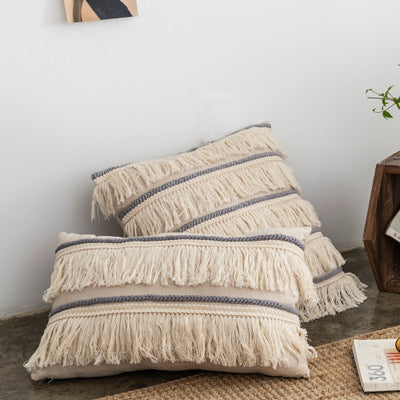 Nordic Cotton-Linen Tassel Pillowcase