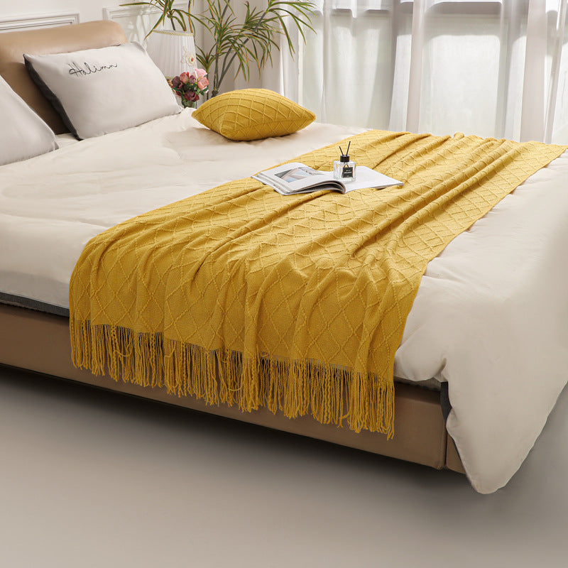 Luxury Fringed Knit Throw