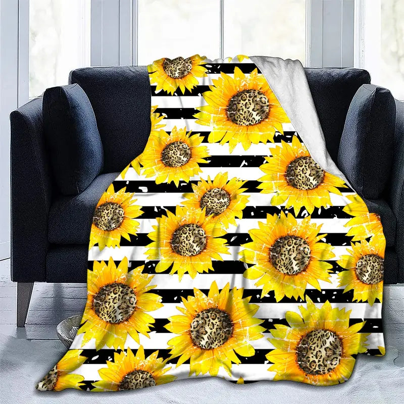 Sunflower Stripe Flannel Throw